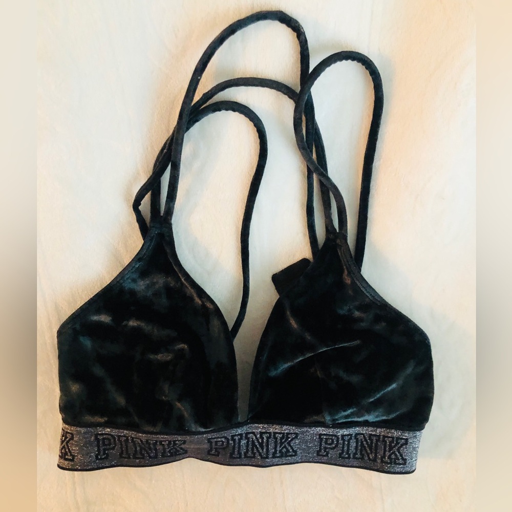 Pink Victoria Secrets small wireless velvet burgundy bra